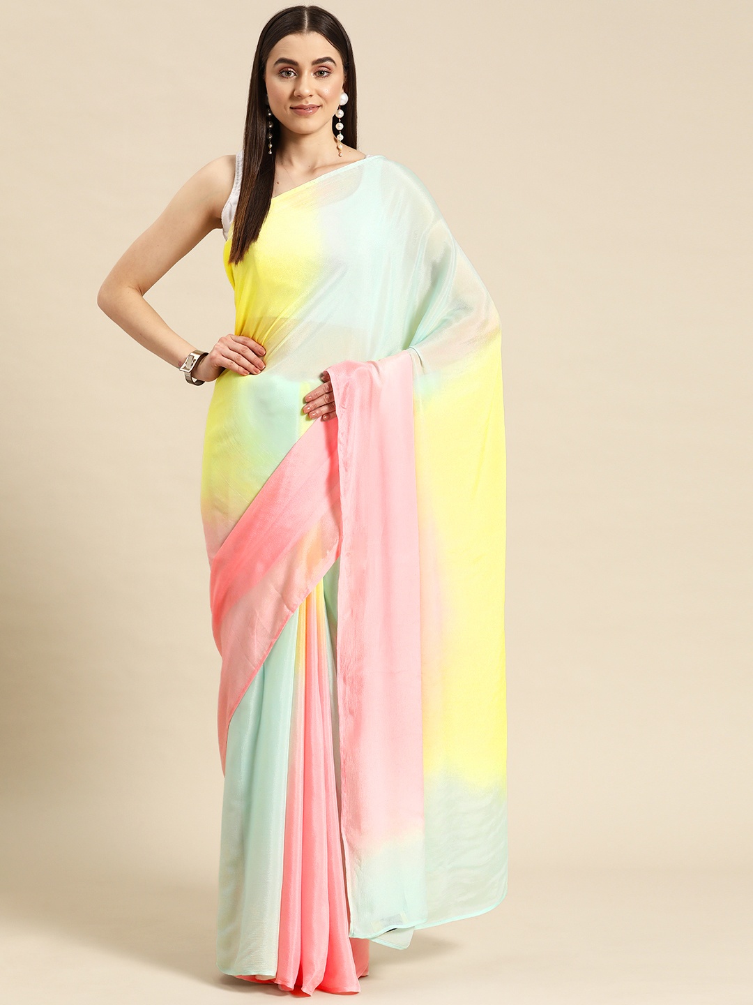 

Simaaya Ombre Printed Chiffon Saree, Multi