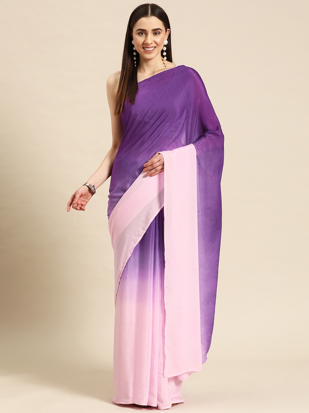 

Simaaya Ombre Poly Chiffon Saree, Purple