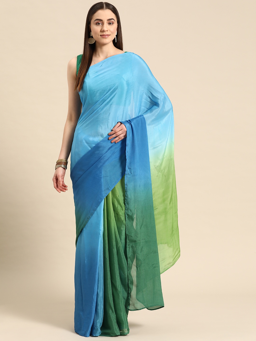 

Simaaya Ombre Printed Chiffon Saree, Multi