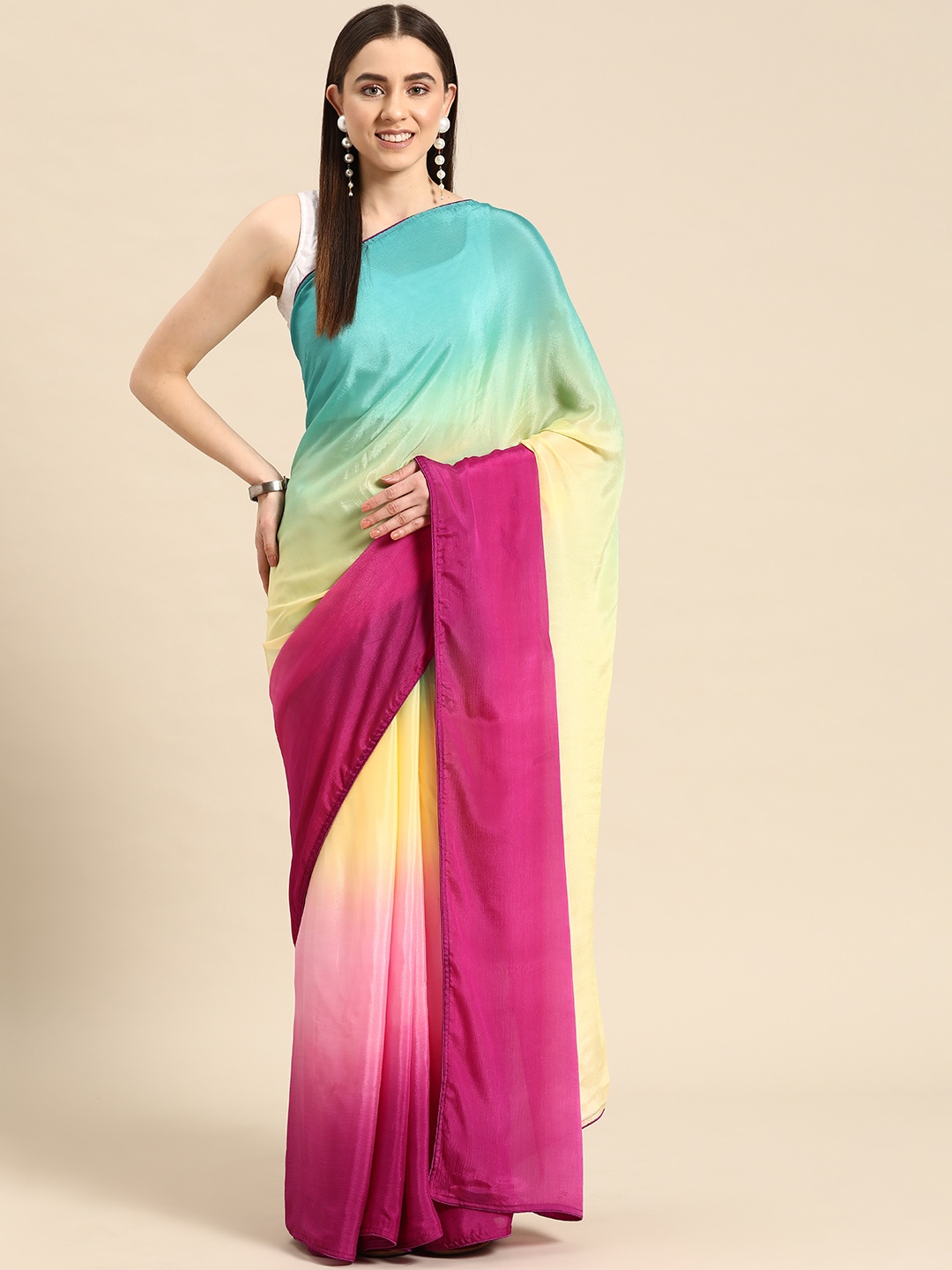 

Simaaya Ombre Poly Chiffon Saree, Multi