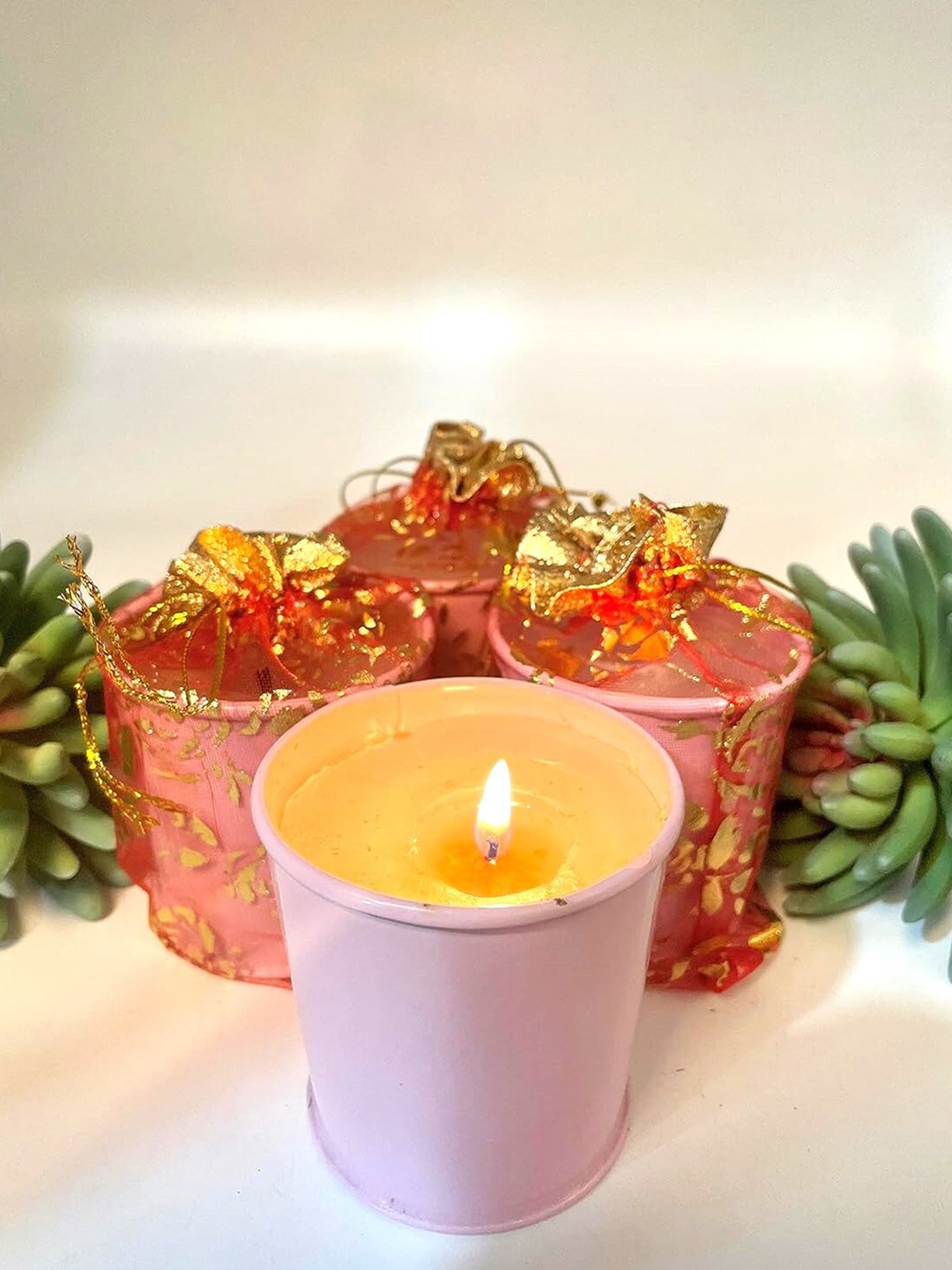 

Garden Deco Pink 4 Pieces Wax Tealight Candles