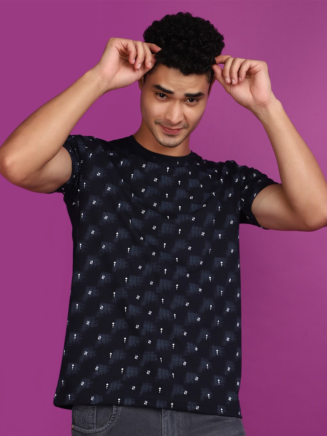 

V-Mart Round Neck Short Sleeves Slim Fit Cotton T-shirt, Blue