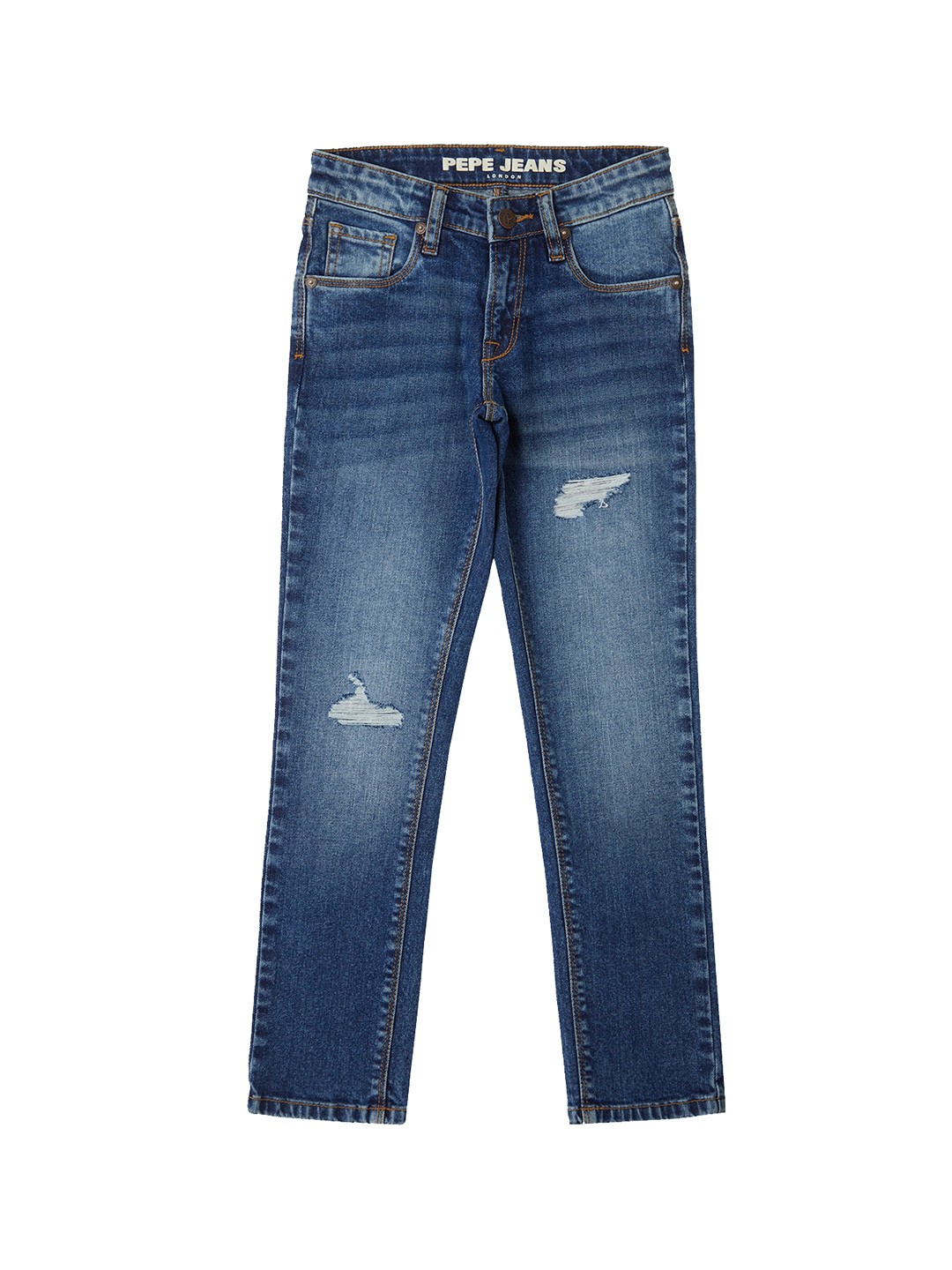 

Pepe Jeans Boys Slim Fit Low Distress Light Fade Stretchable Jeans, Blue