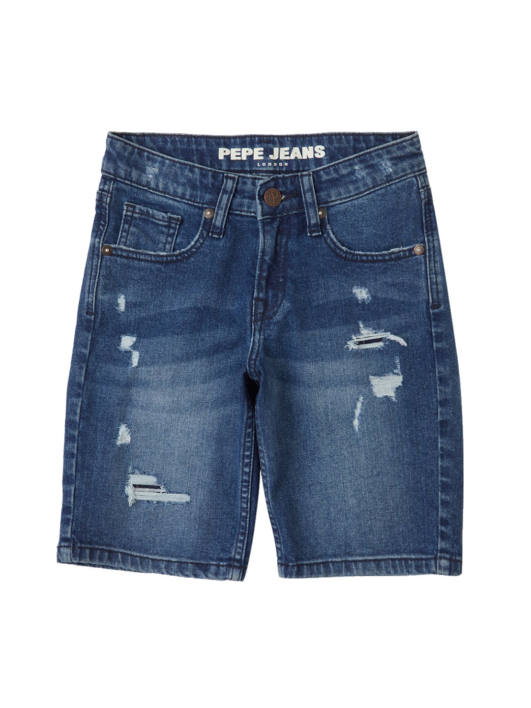 

Pepe Jeans Boys Washed Slim Fit Cotton Denim Shorts, Blue