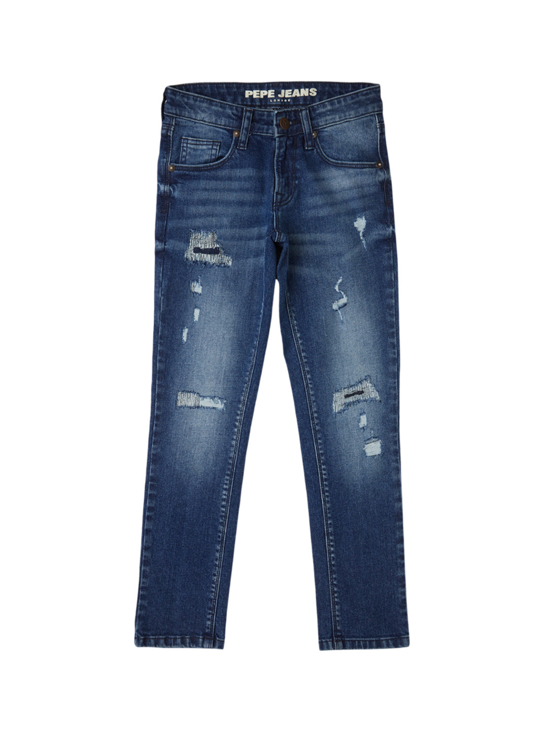 

Pepe Jeans Boys Slim Fit Low Distress Light Fade Stretchable Jeans, Blue
