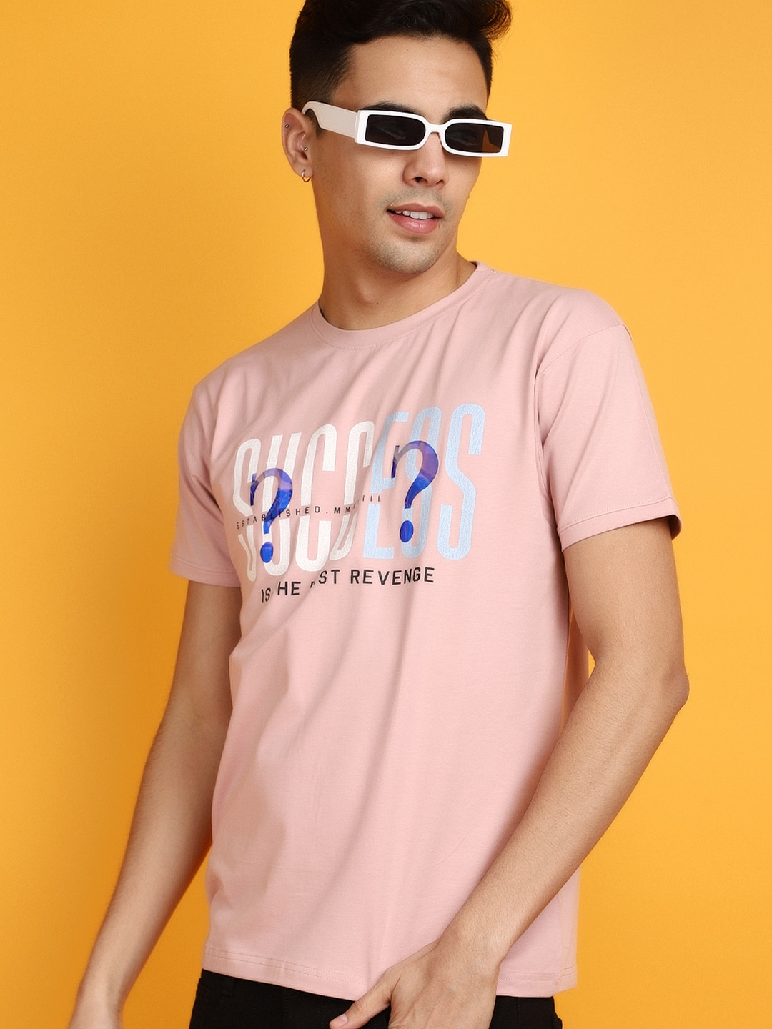 

V-Mart Typography Printed Round Neck Short Sleeves T-shirt, Peach