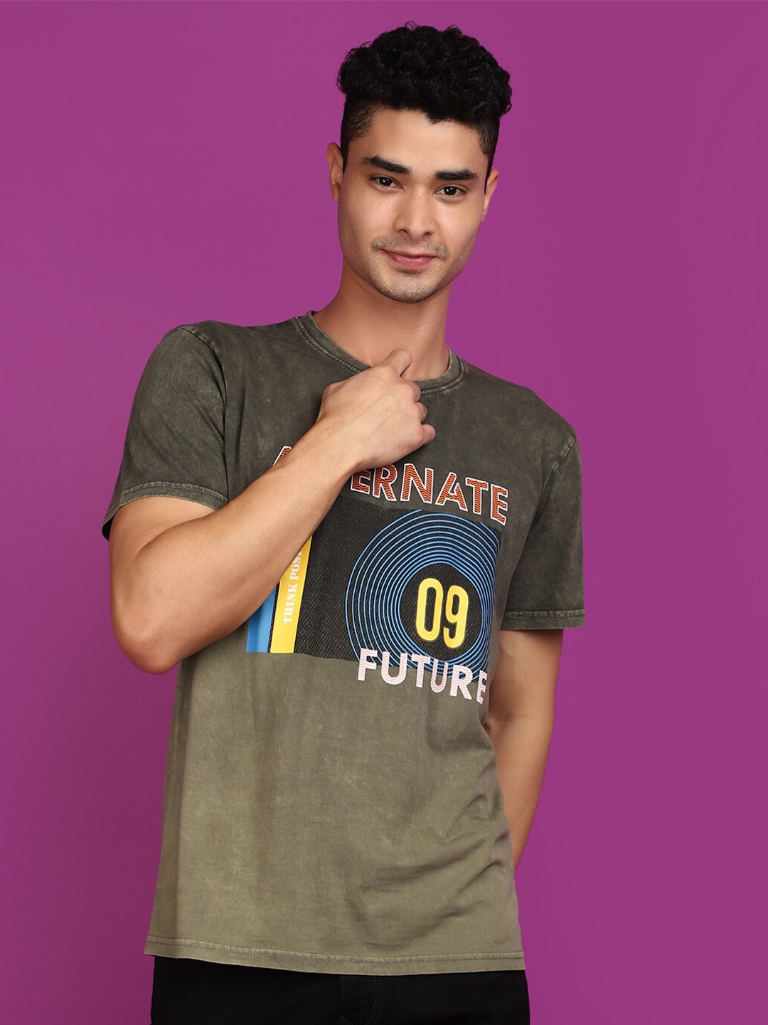

V-Mart Round Neck Short Sleeves Cotton T-shirt, Green