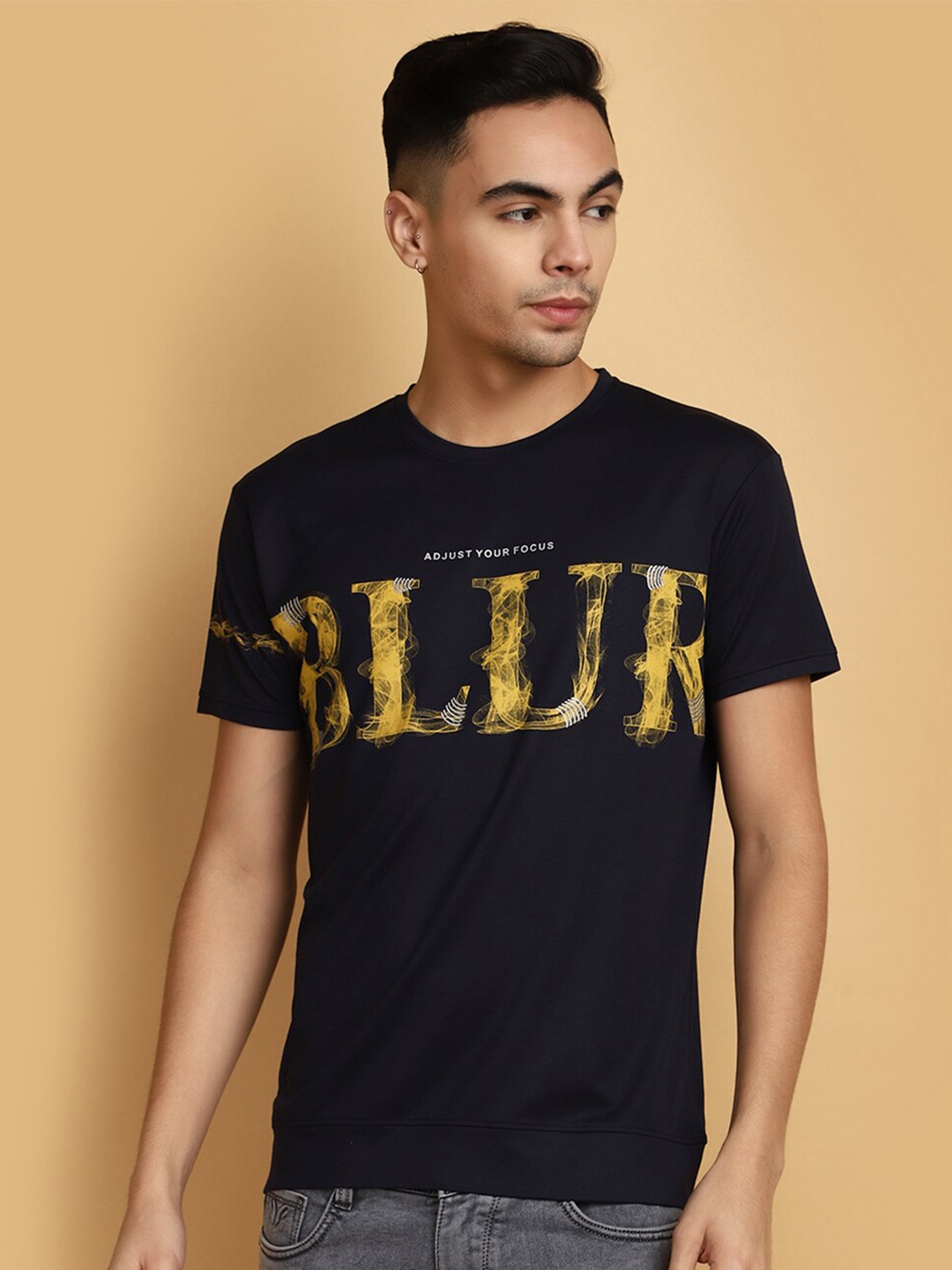 

V-Mart Typography Round Neck Short regular Sleeves Cotton T-shirt, Blue