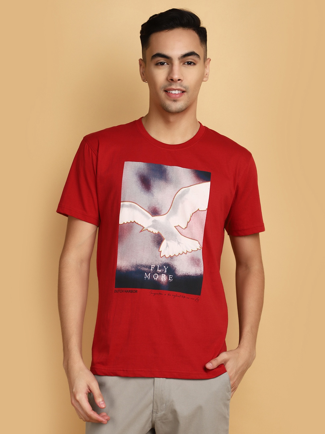 

V-Mart Graphic Printed Cotton T-Shirt, Maroon