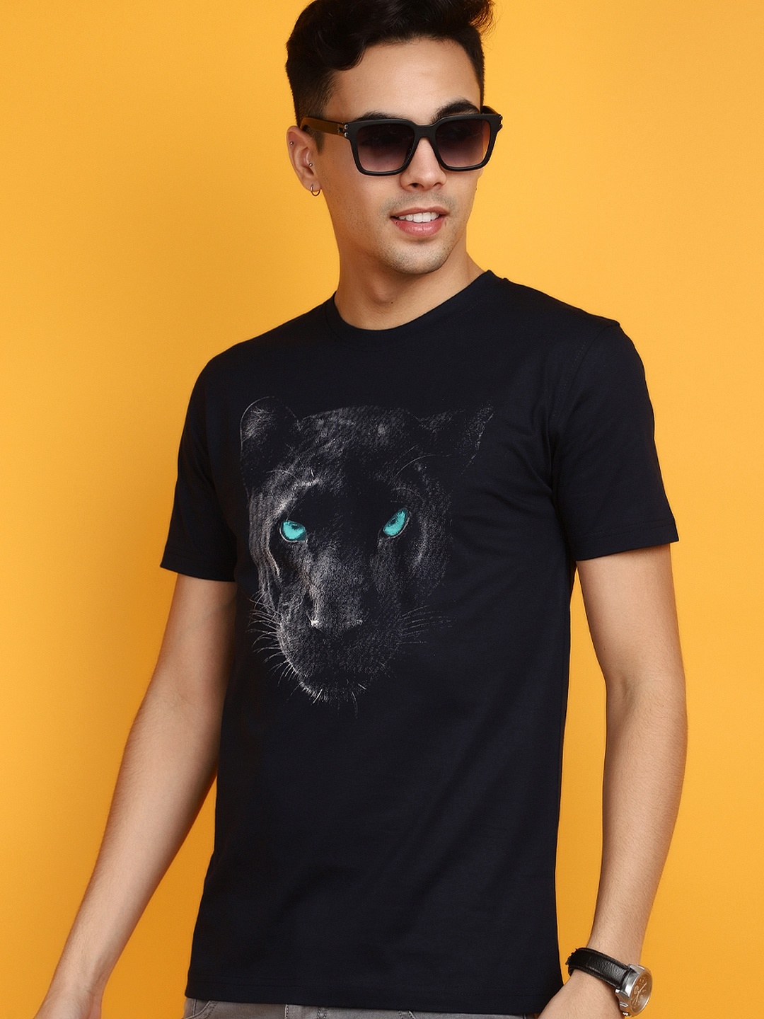 

V-Mart Printed Round Neck Cotton T-shirt, Blue