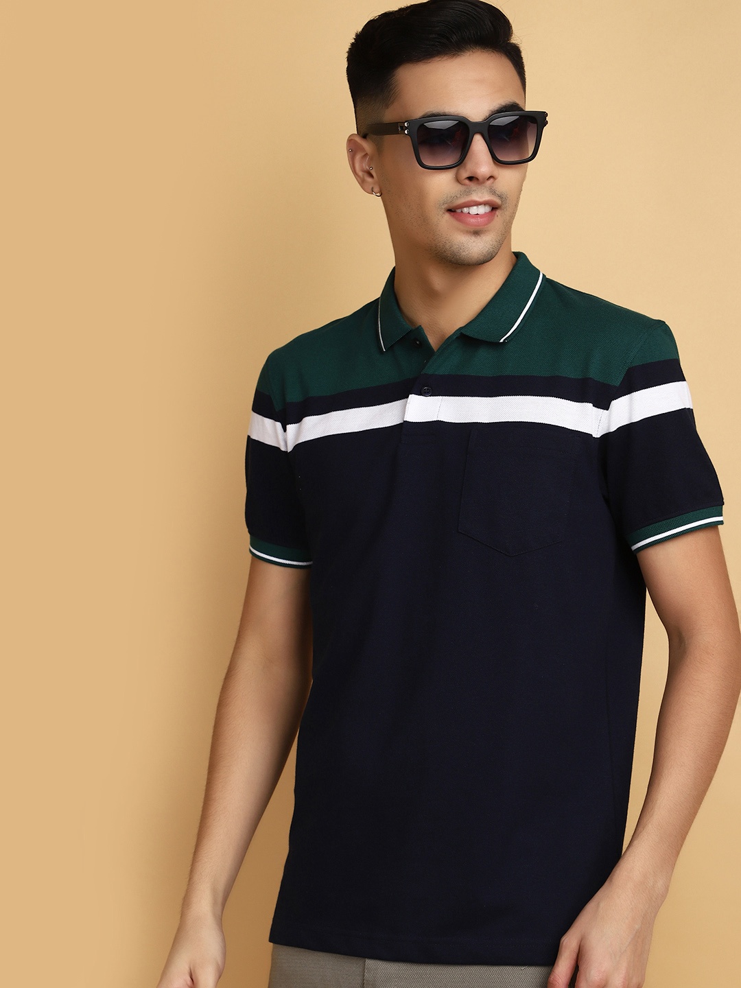 

V-Mart Polo Collar Cotton T-shirt, Navy blue