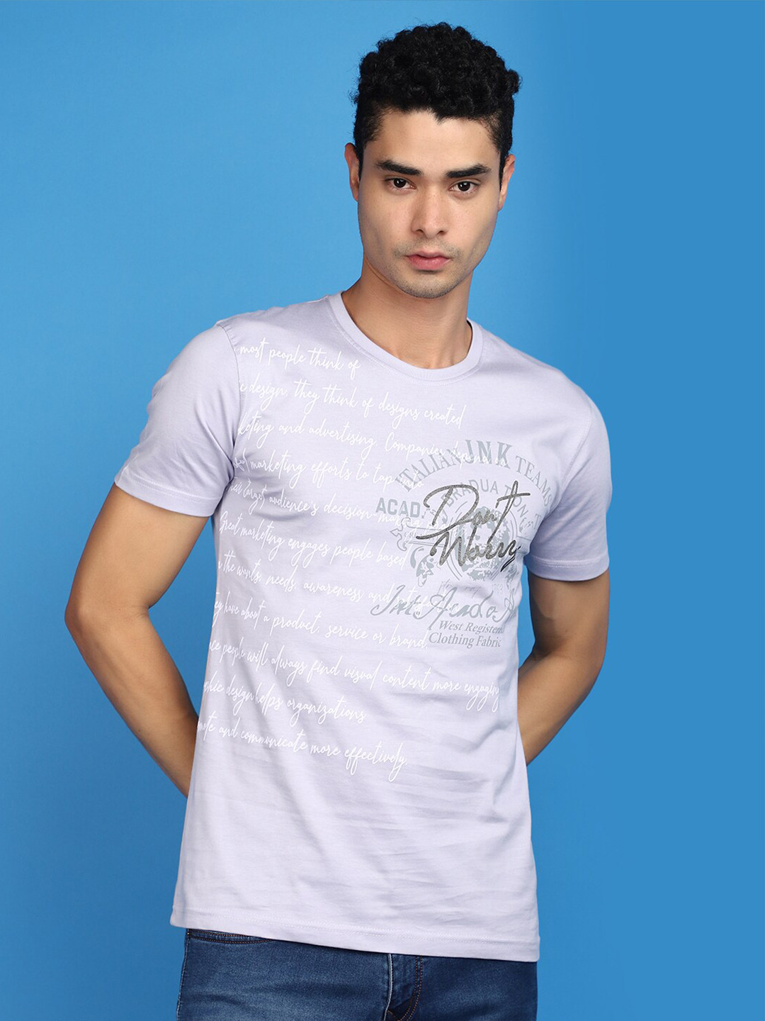 

V-Mart Typography Printed Round Neck Cotton Slim Fit T-shirt, Mauve