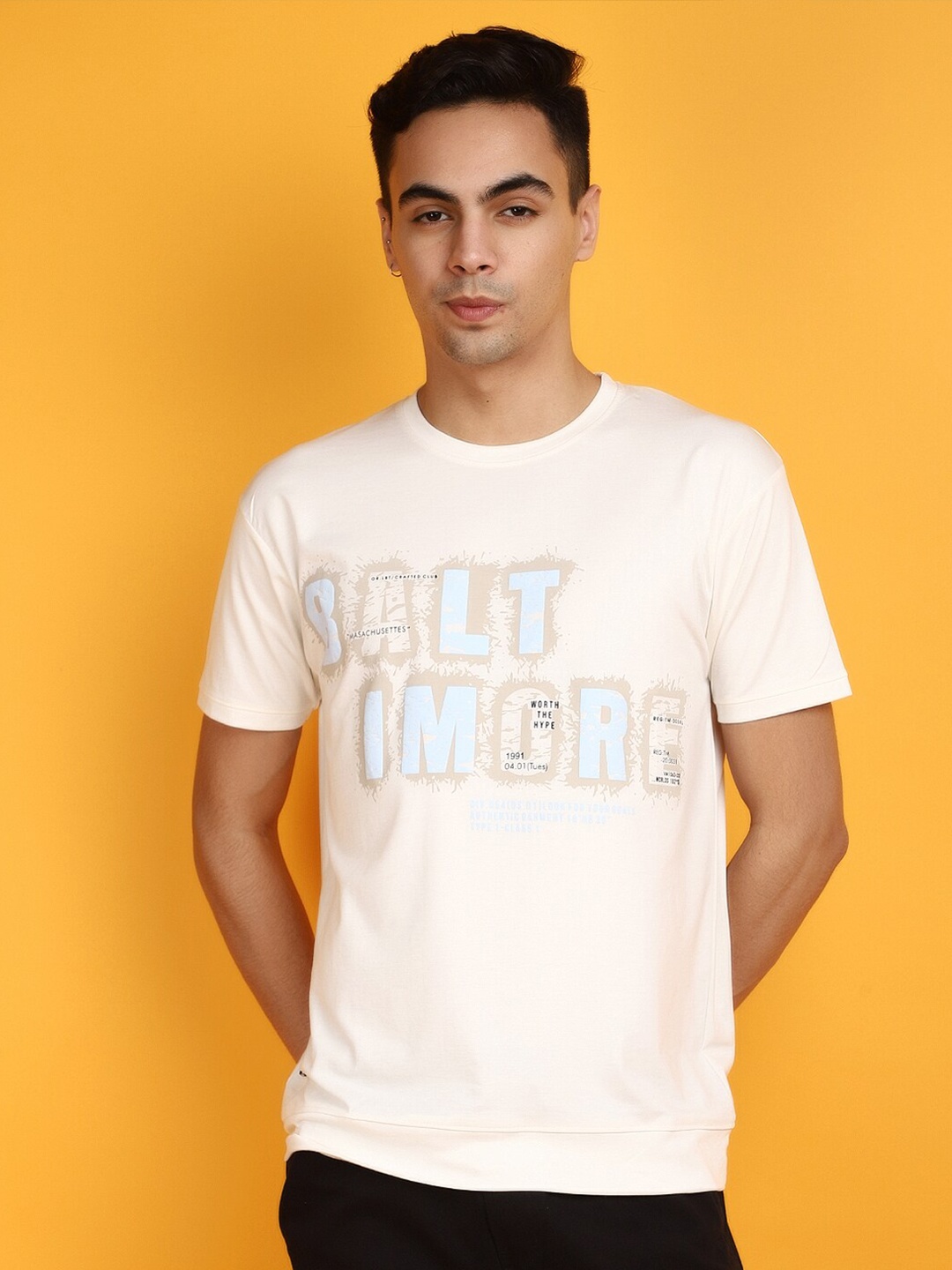 

V-Mart Typography Printed Cotton T-shirt, White