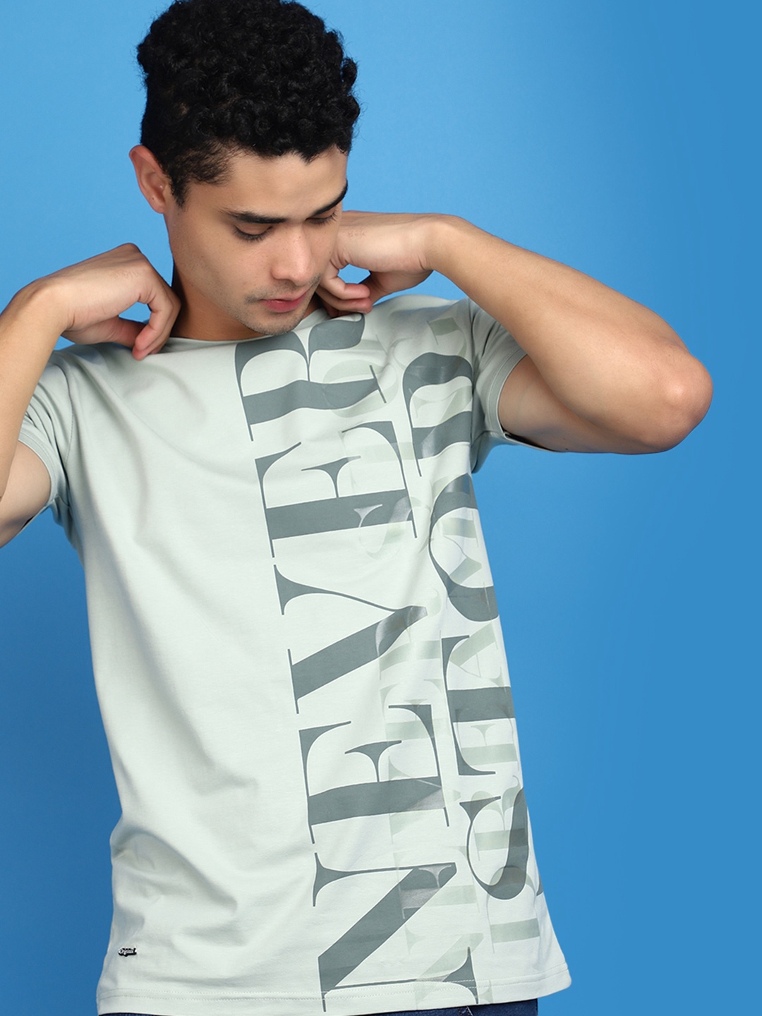 

V-Mart Printed Round Neck Cotton T-shirt, Green