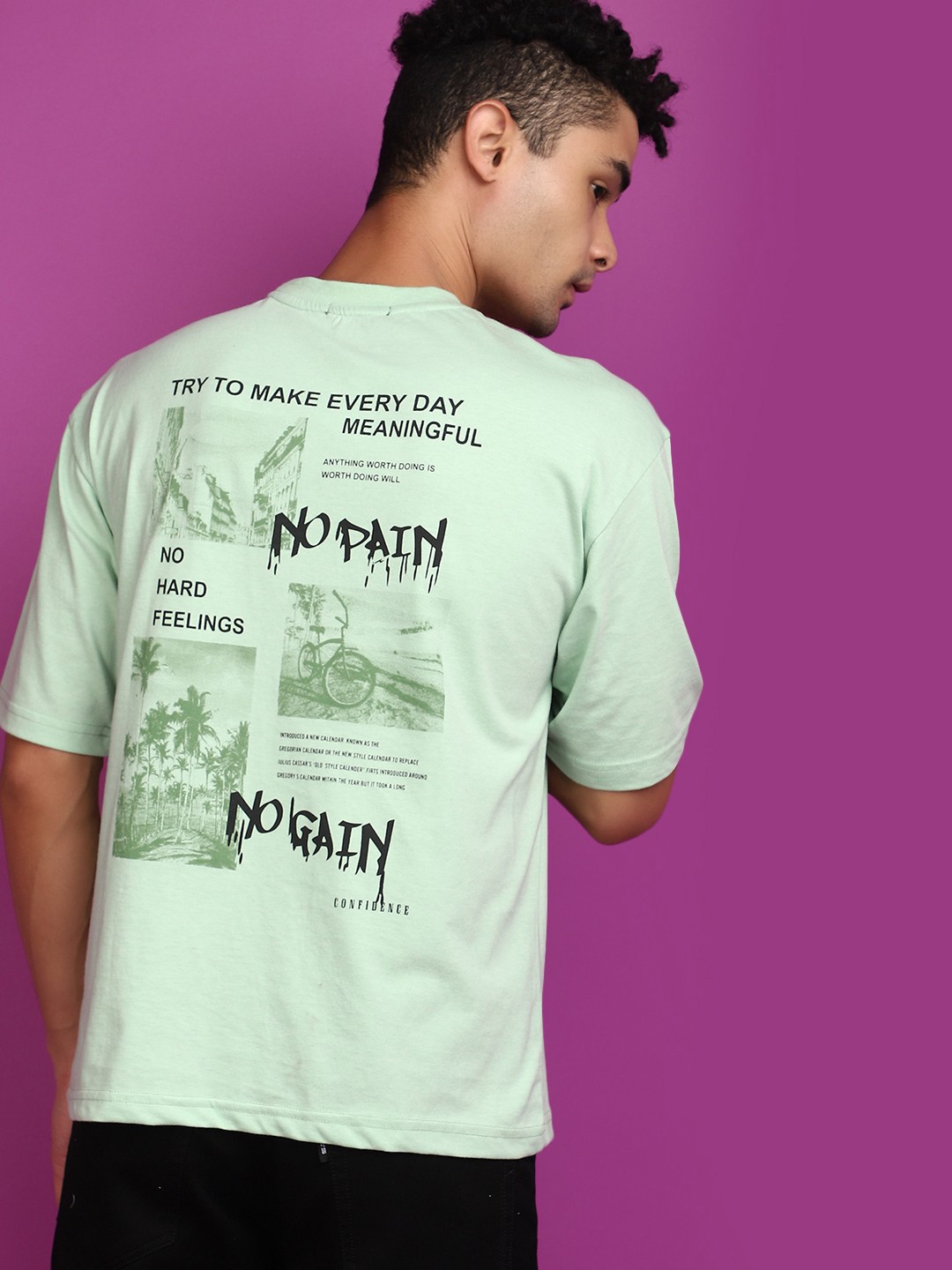 

V-Mart Typography Printed Drop Shoulder Sleeves Cotton T-Shirt, Green