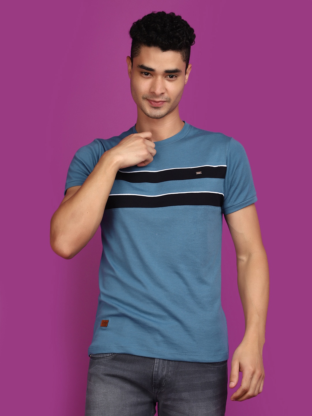 

V-Mart Striped Round Neck T-shirt, Blue