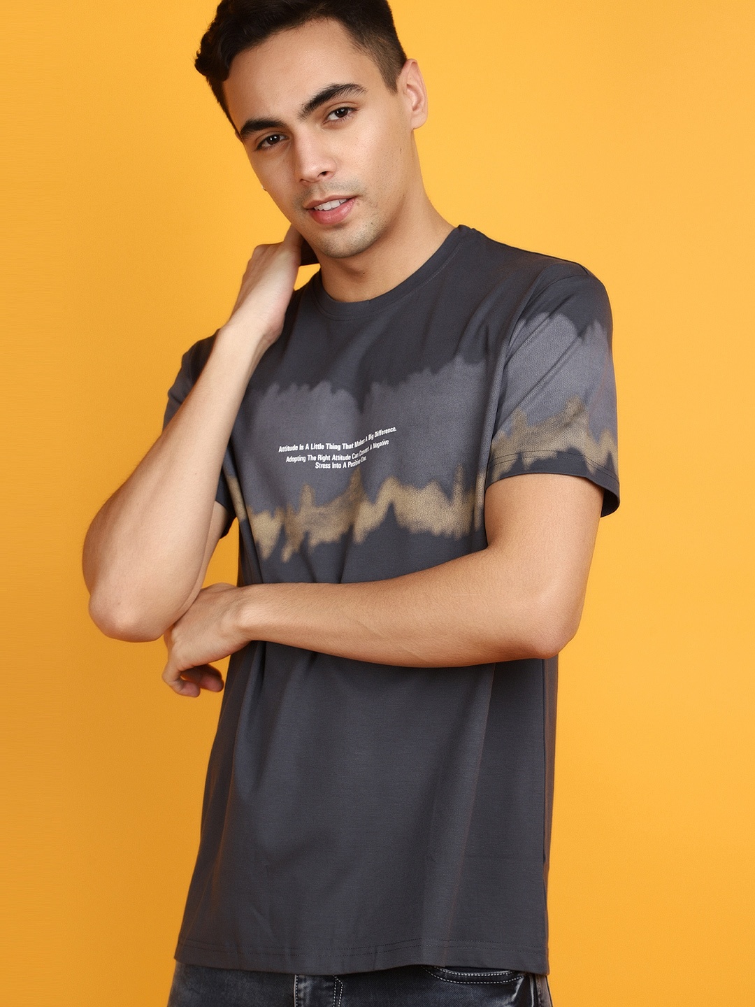 

V-Mart Typography Printed Round Neck T-shirt, Grey