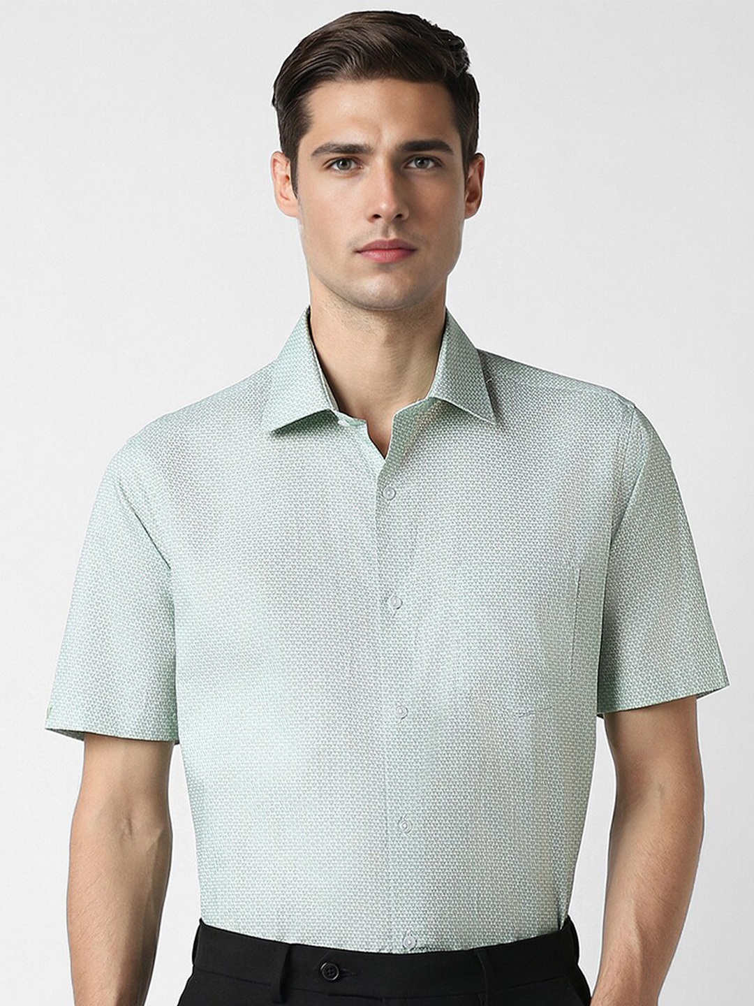 

Van Heusen Micro Ditsy Printed Opaque Cotton Formal Shirt, Green