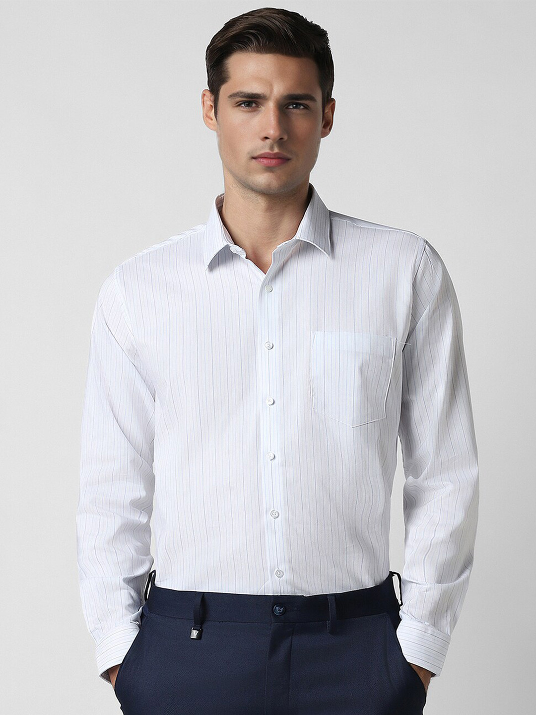 

Van Heusen Slim Fit Vertical Striped Pure Cotton Formal Shirt, White