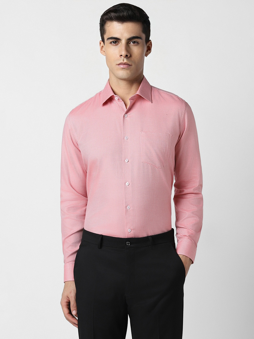 

Van Heusen Micro Ditsy Printed Spread Collar Cotton Formal Shirt, Pink