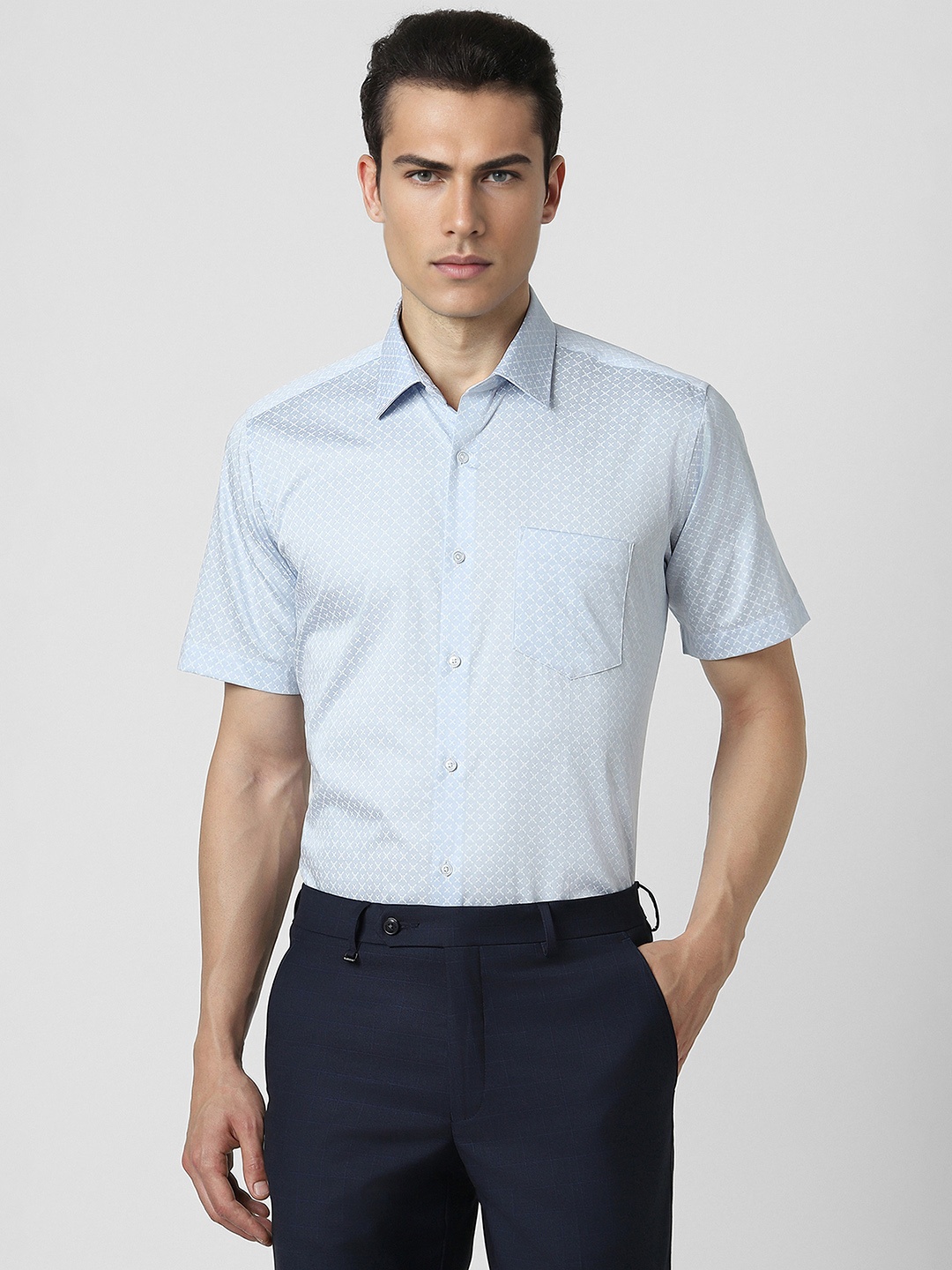 

Van Heusen Micro Disty Slim Fit Pure Cotton Shirt, Blue