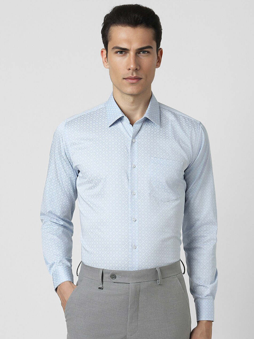 

Van Heusen Slim Fit Micro Ditsy Printed Pure Cotton Formal Shirt, Blue