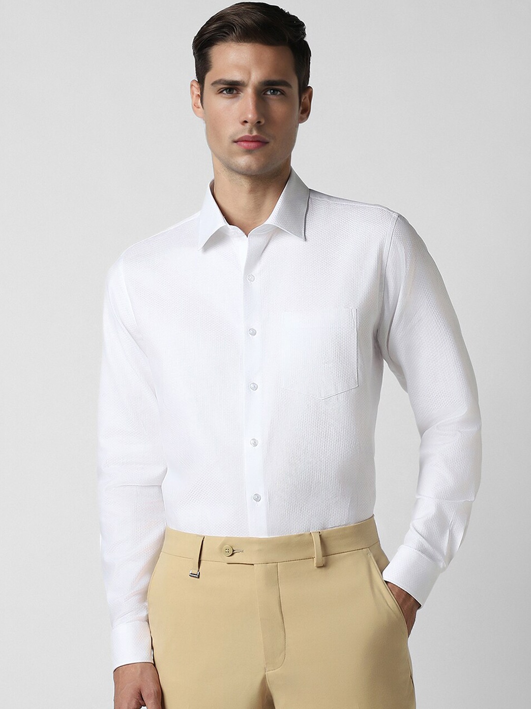 

Van Heusen Slim Fit Textured Opaque Cotton Party Shirt, White