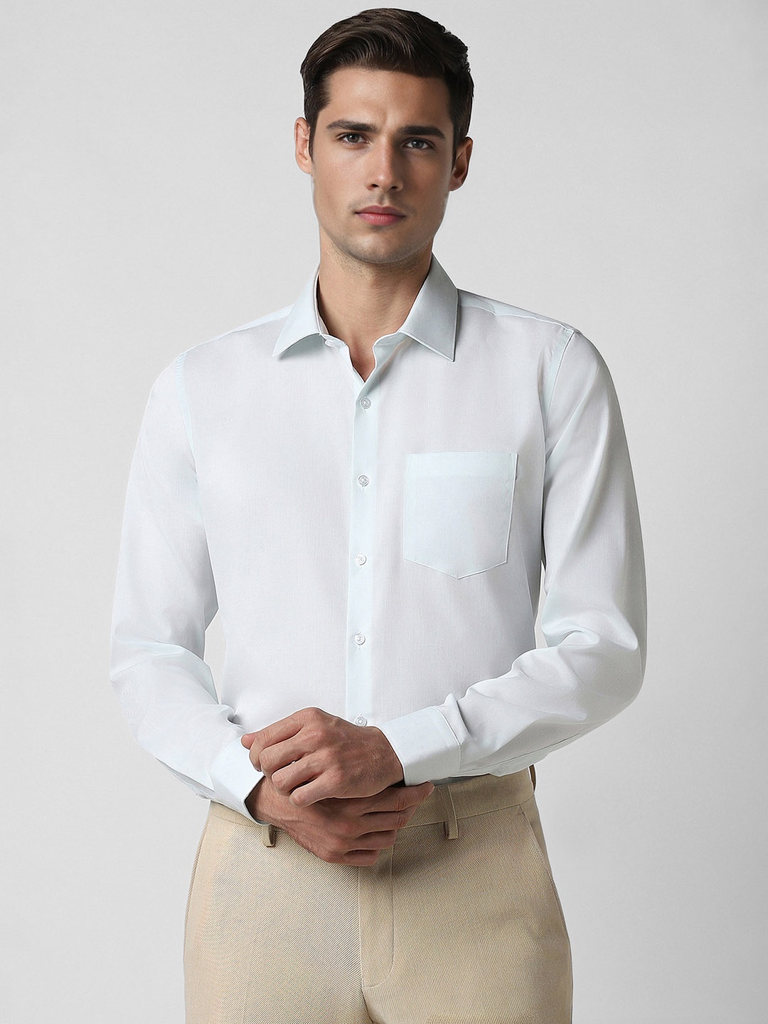 

Van Heusen Spread Collar Cotton Formal Shirt, Green