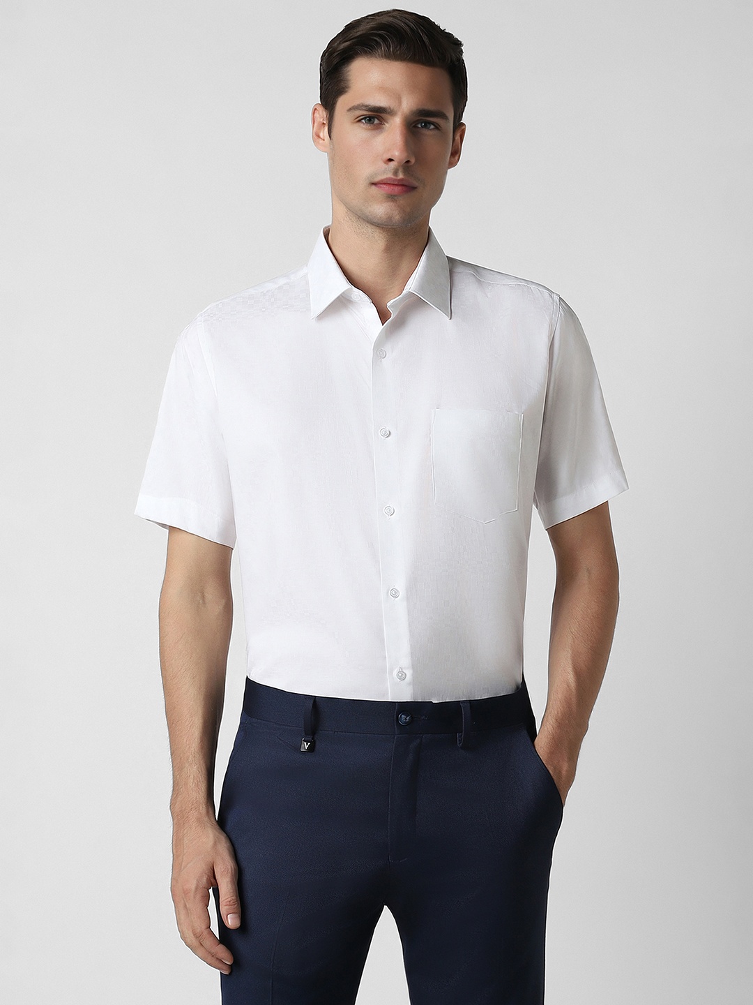 

Van Heusen Textured Self Design Formal Shirt, White