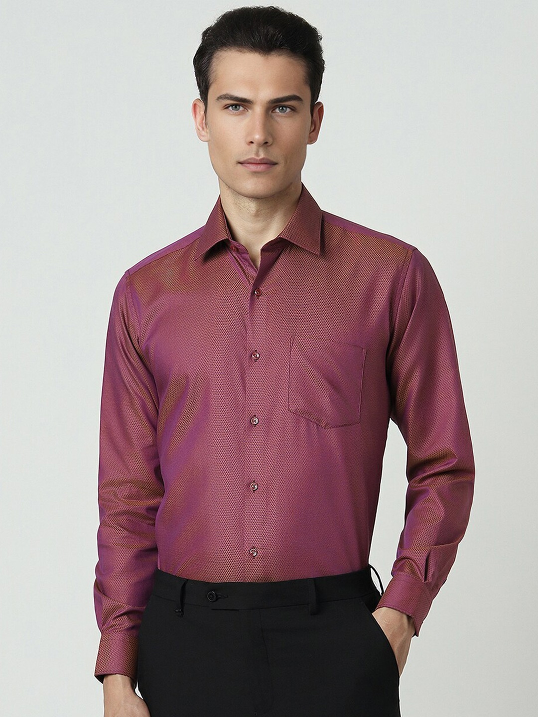 

Van Heusen Textured Opaque Cotton Party Shirt, Pink