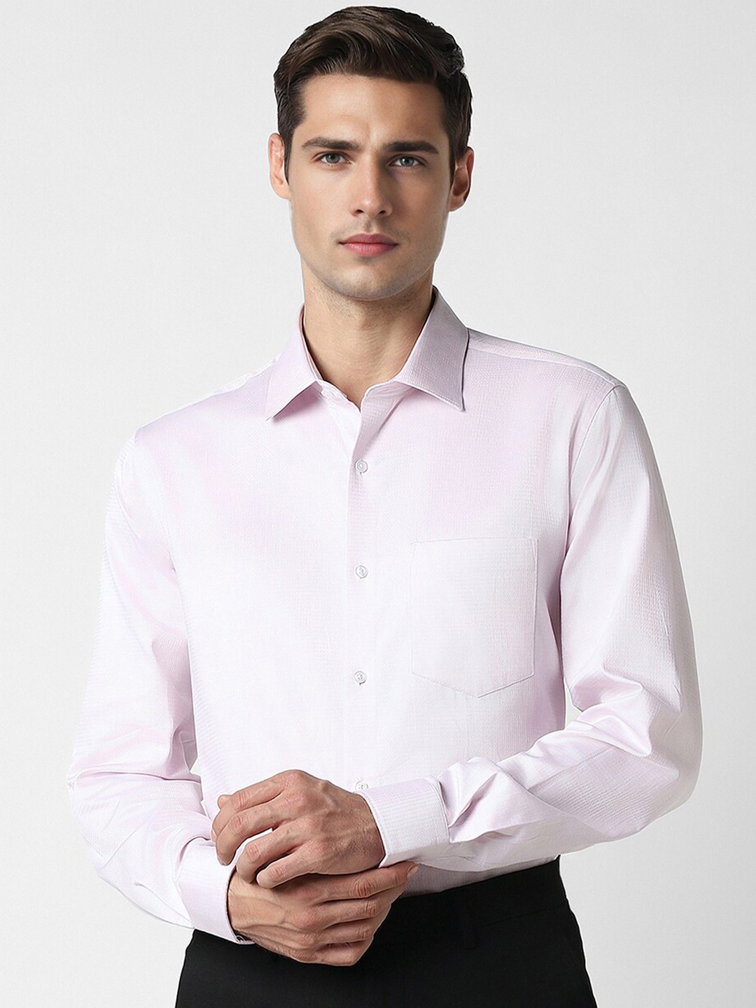 

Van Heusen Textured Opaque Cotton Formal Shirt, Pink