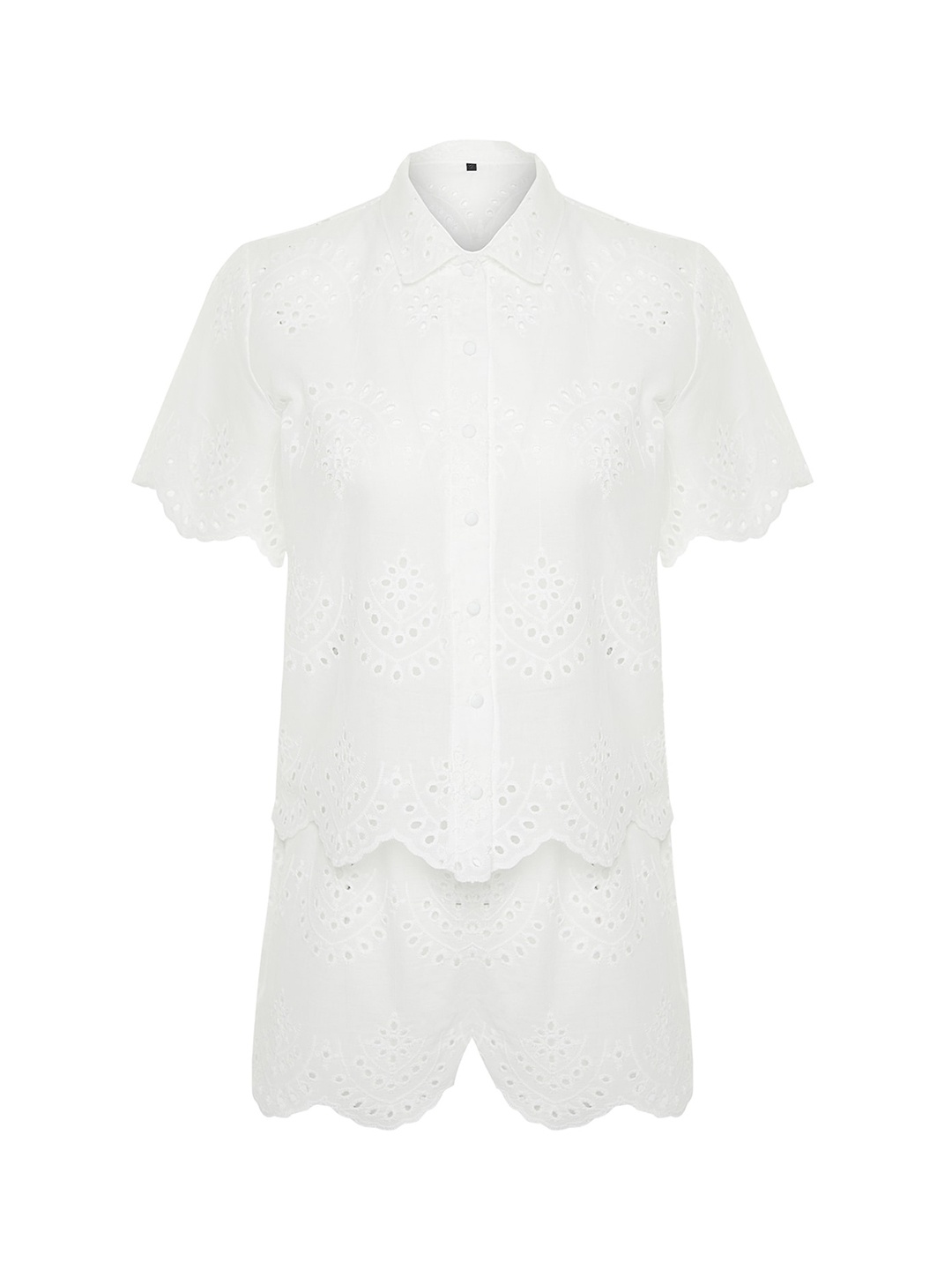 

Trendyol Self Design Pure Cotton Co-Ord, White