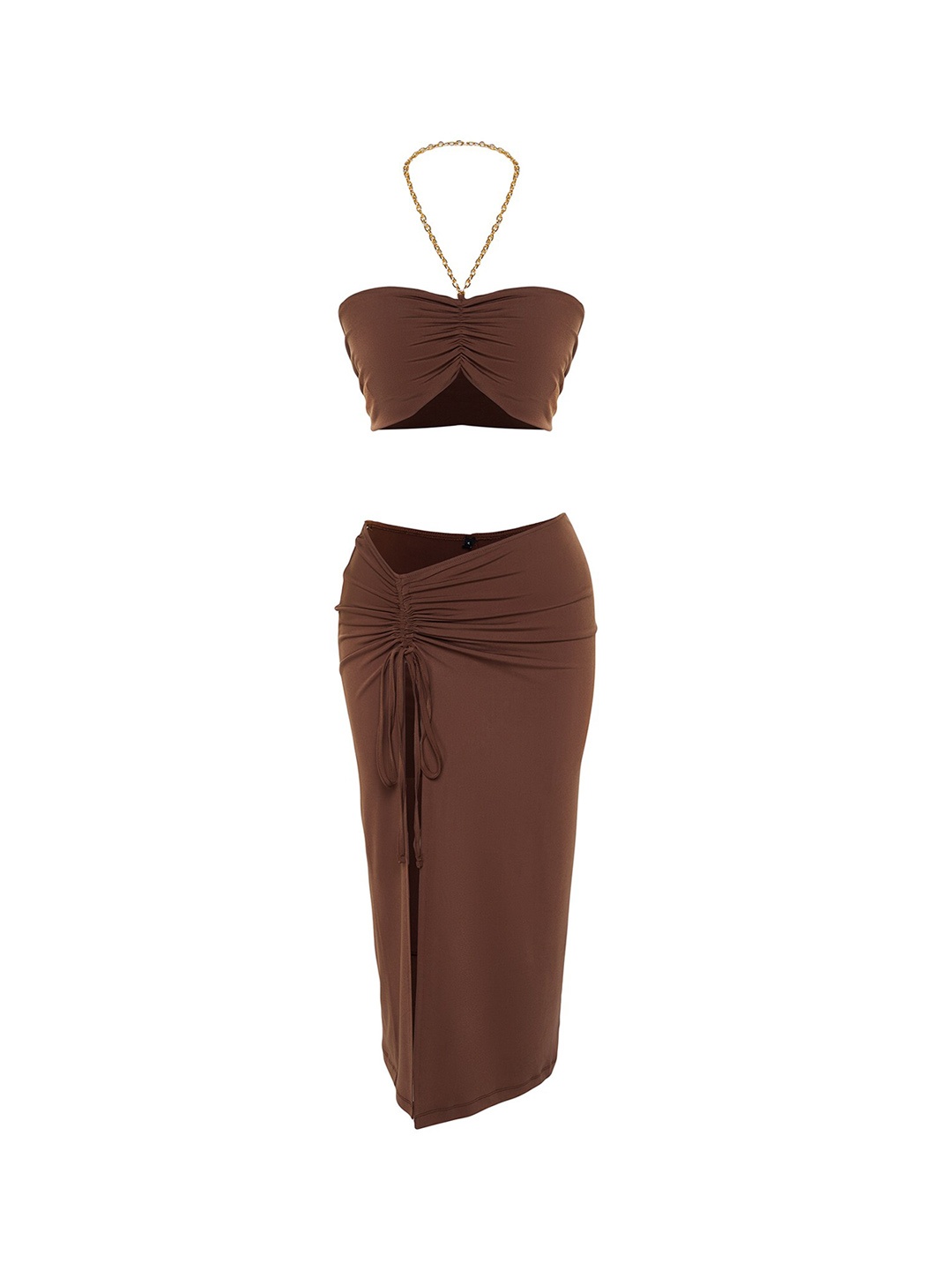 

Trendyol Top & Skirt Co-Ord, Brown