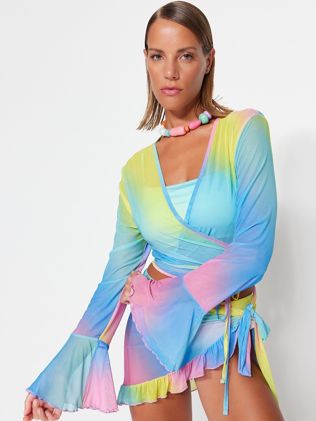 

TrendyolTie and Dye Swimwear Cover Up Set, Blue