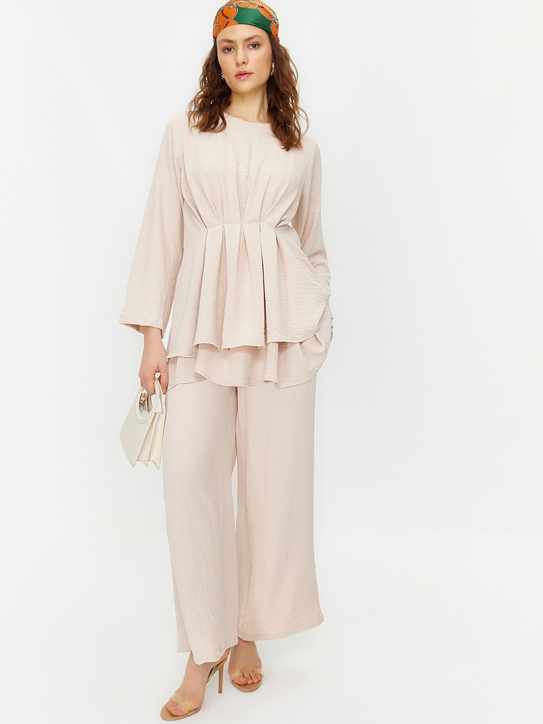 

Trendyol Top With Palazzo Co-Ords, Beige
