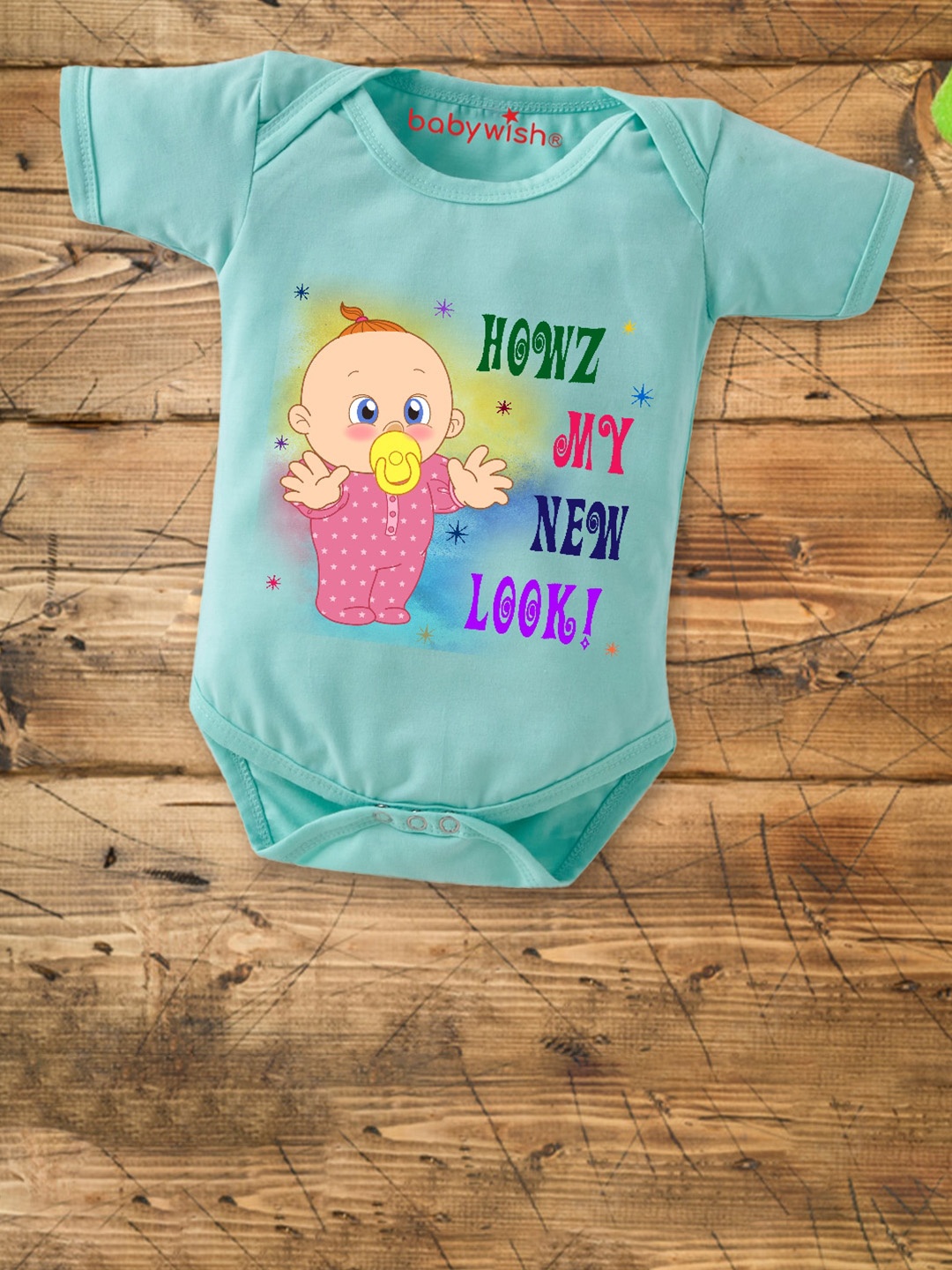 

Babywish Infants Printed Breathable Cotton Bodysuit, Sea green