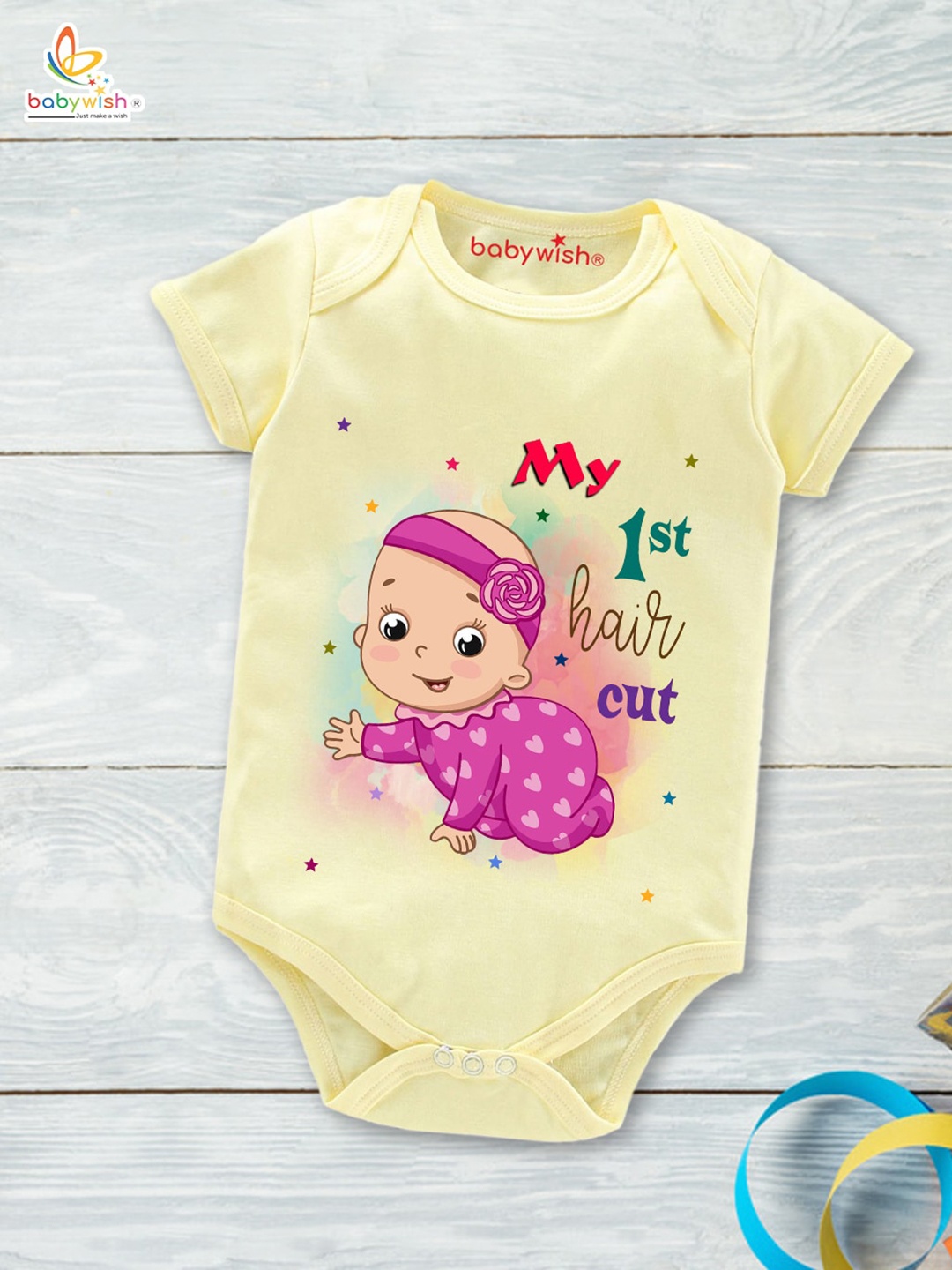 

Babywish Infants Printed Breathable Cotton Bodysuit, Yellow