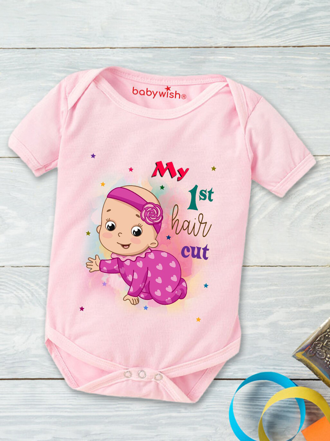 

Babywish Infants Printed Breathable Cotton Bodysuit, Pink