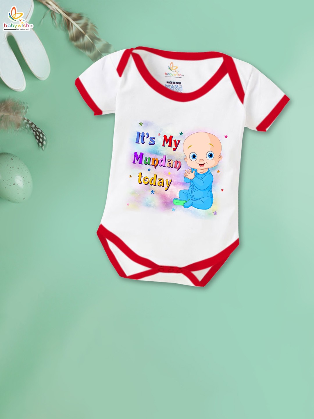 

Babywish Infants Typographic Printed Cotton Bodysuit, White