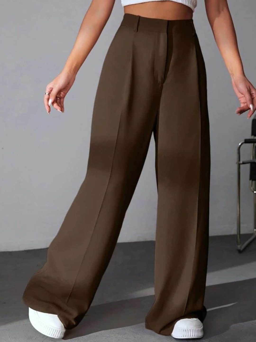 

BROADSTAR Women Pleated Korean Pants, Brown