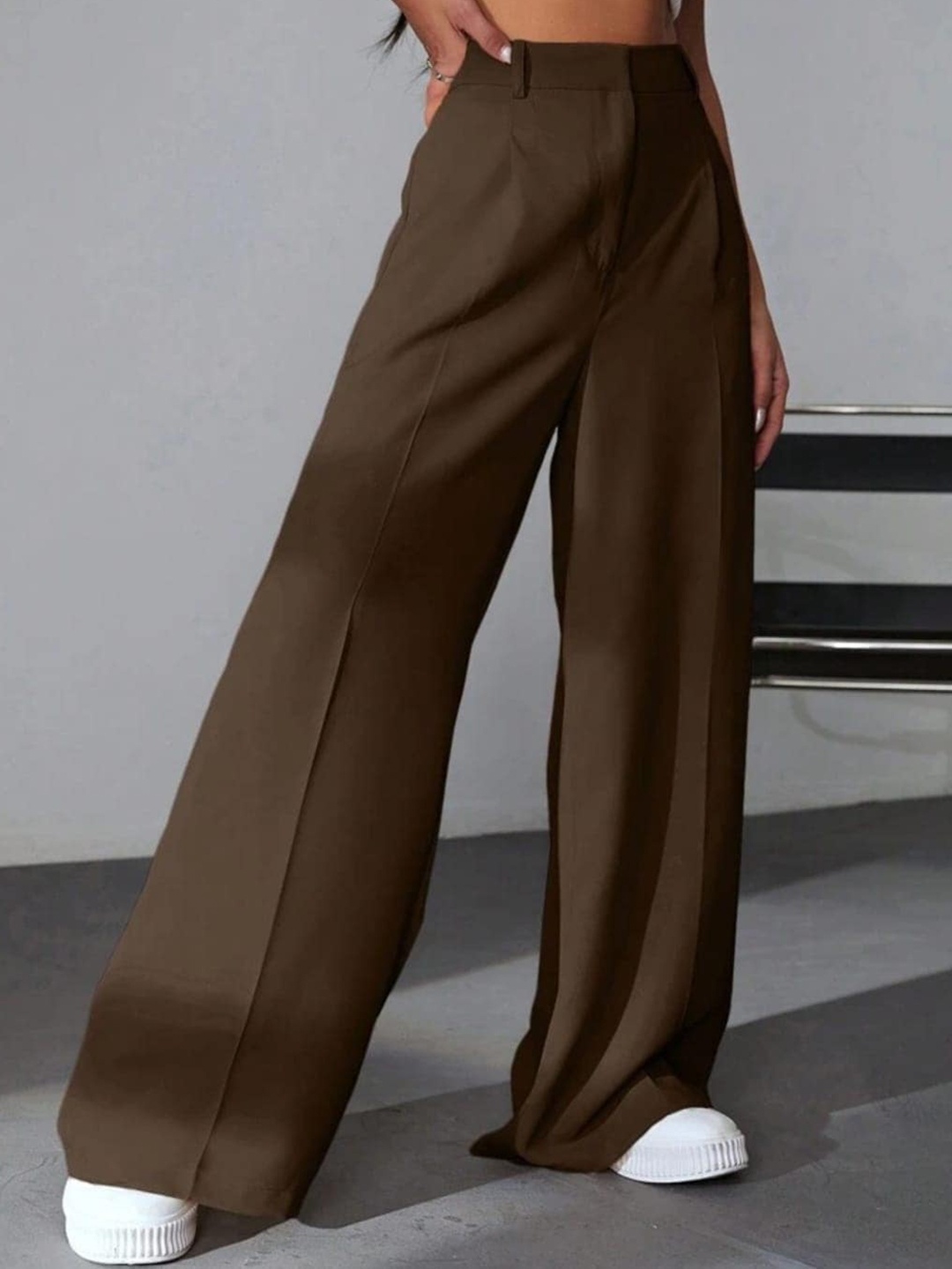 

BROADSTAR Women Pleated Korean Pants, Brown