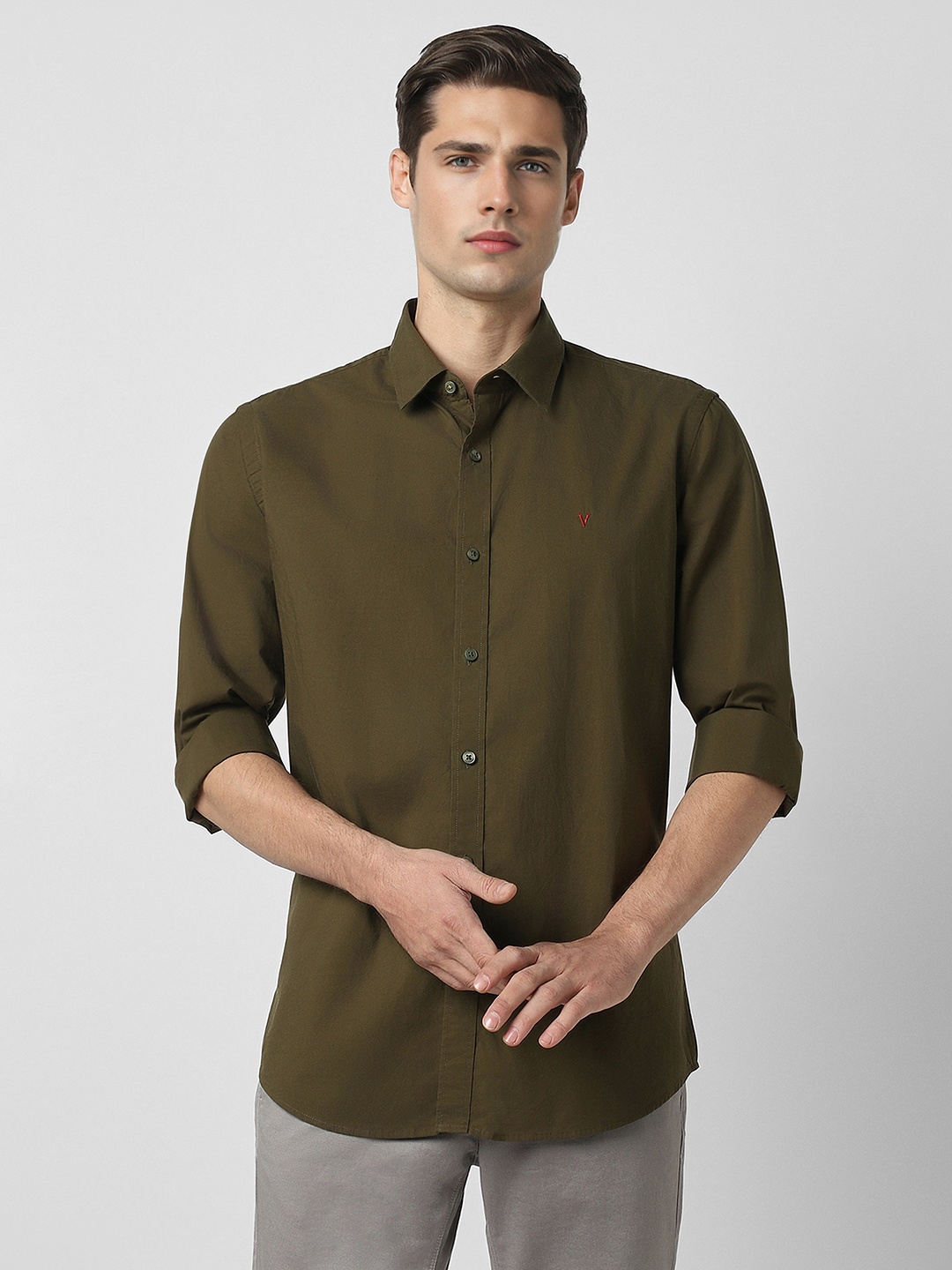 

Van Heusen Sport Slim Fit Pure Cotton Casual Shirt, Olive