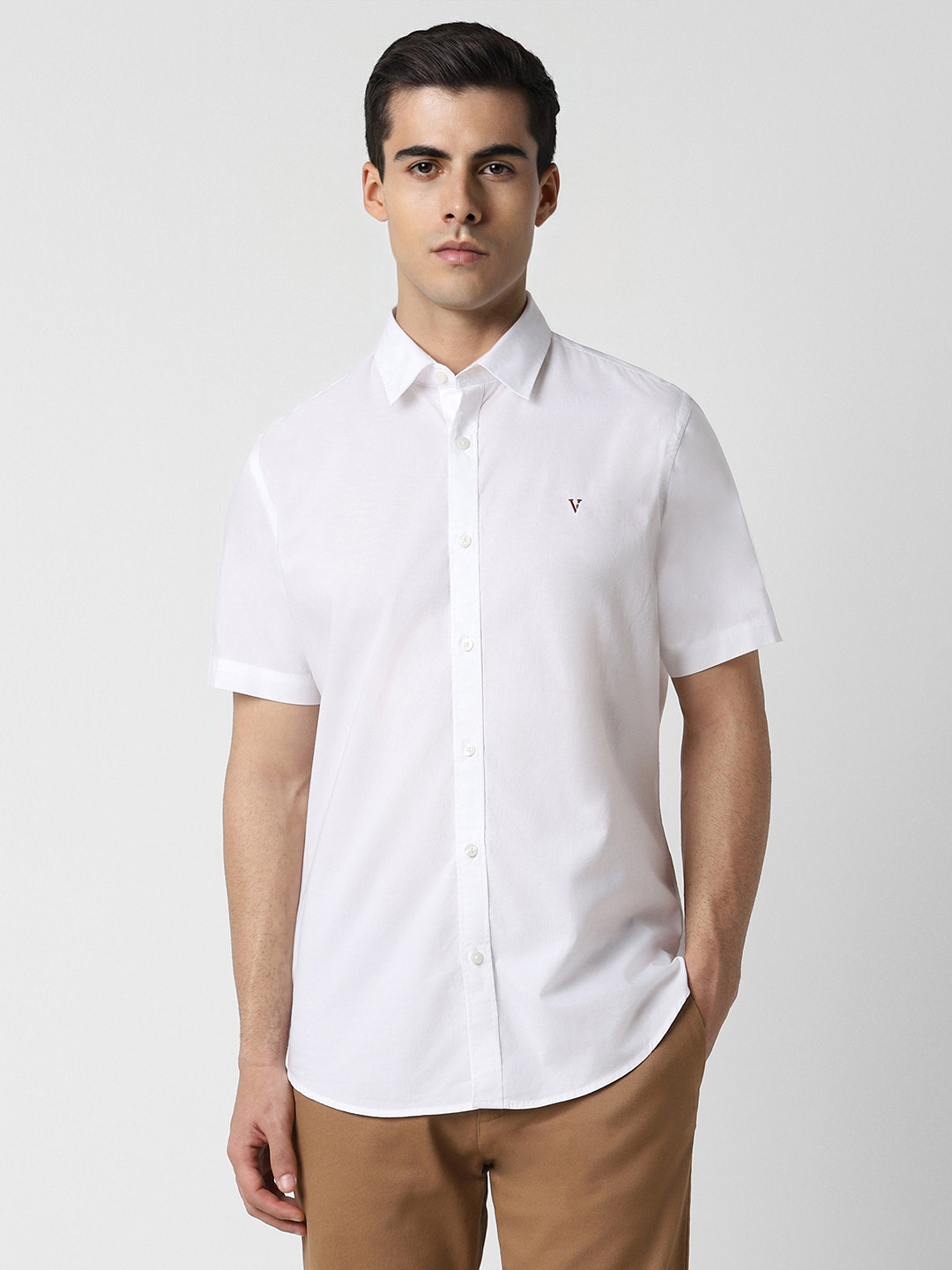 

Van Heusen Sport Slim Fit Short Sleeves Pure Cotton Casual Shirt, White