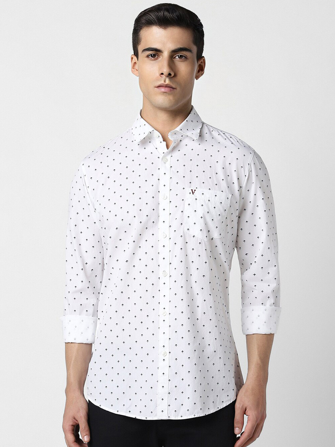

Van Heusen Sport Printed Spread Collar Long Sleeves Cotton Slim Fit Casual Shirt, White