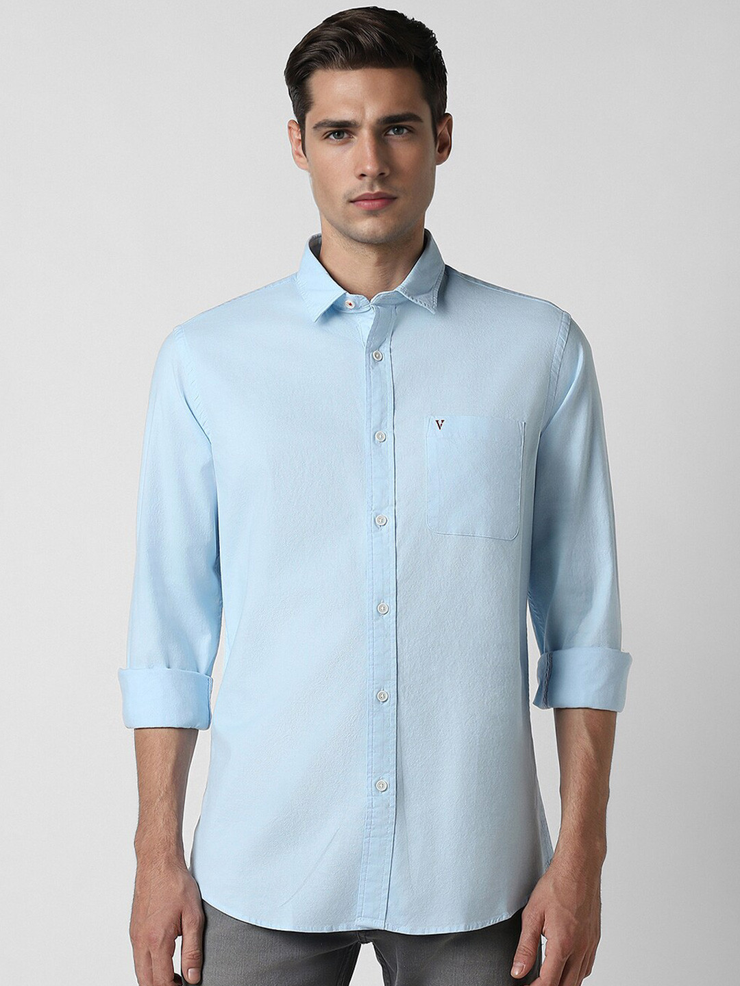 

Van Heusen Sport Spread Collar Long Sleeves Slim Fit Casual Shirt, Blue