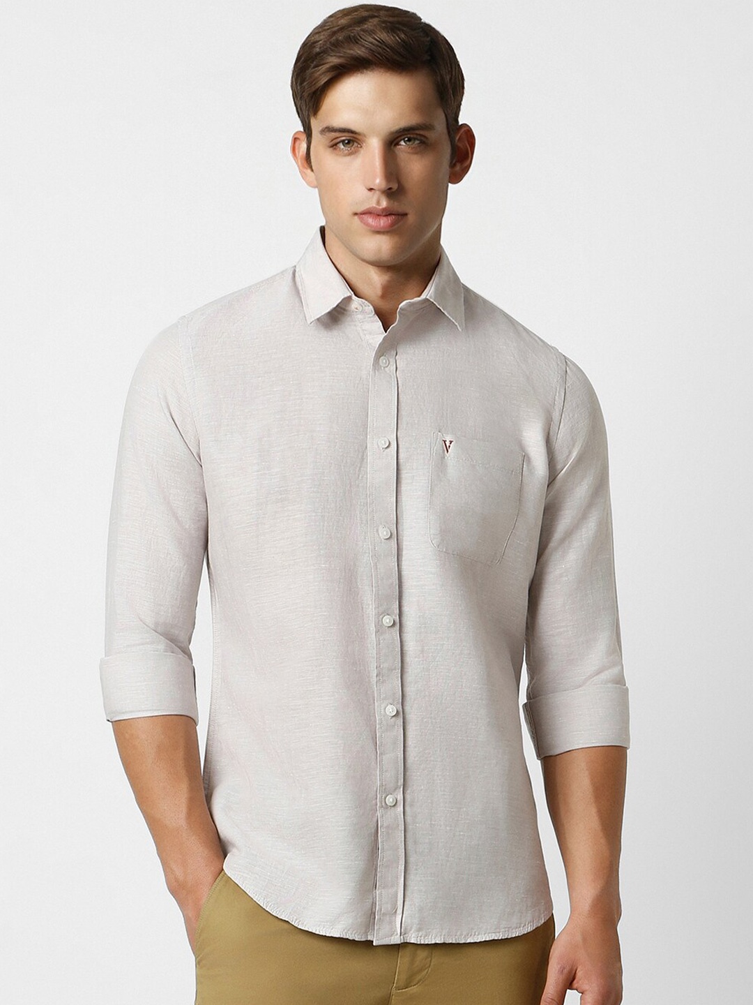 

Van Heusen Sport Textured Spread Collar Long Sleeves Slim Fit Casual Shirt, White