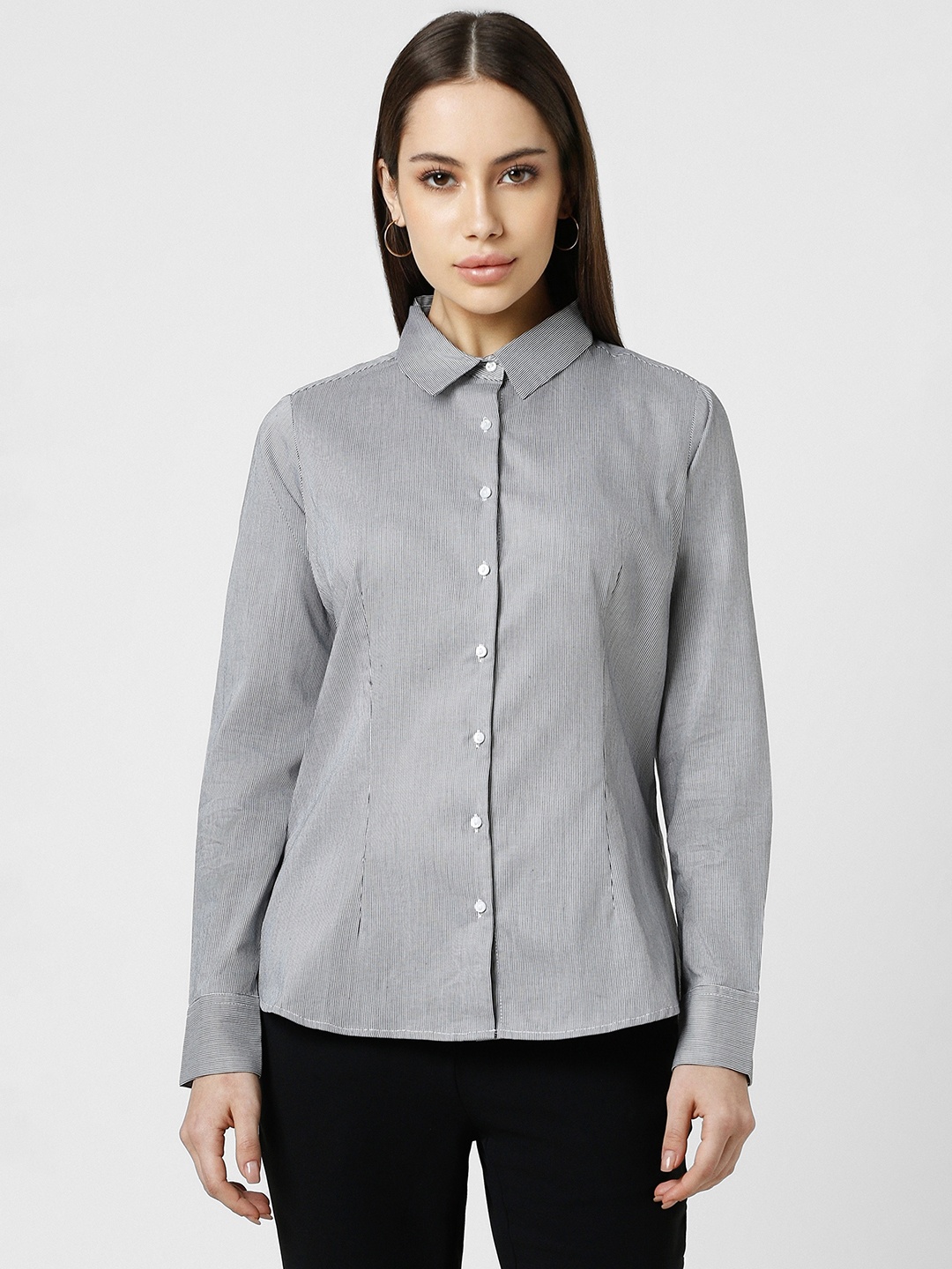 

Van Heusen Woman Striped Pure Cotton Formal Shirt, Grey