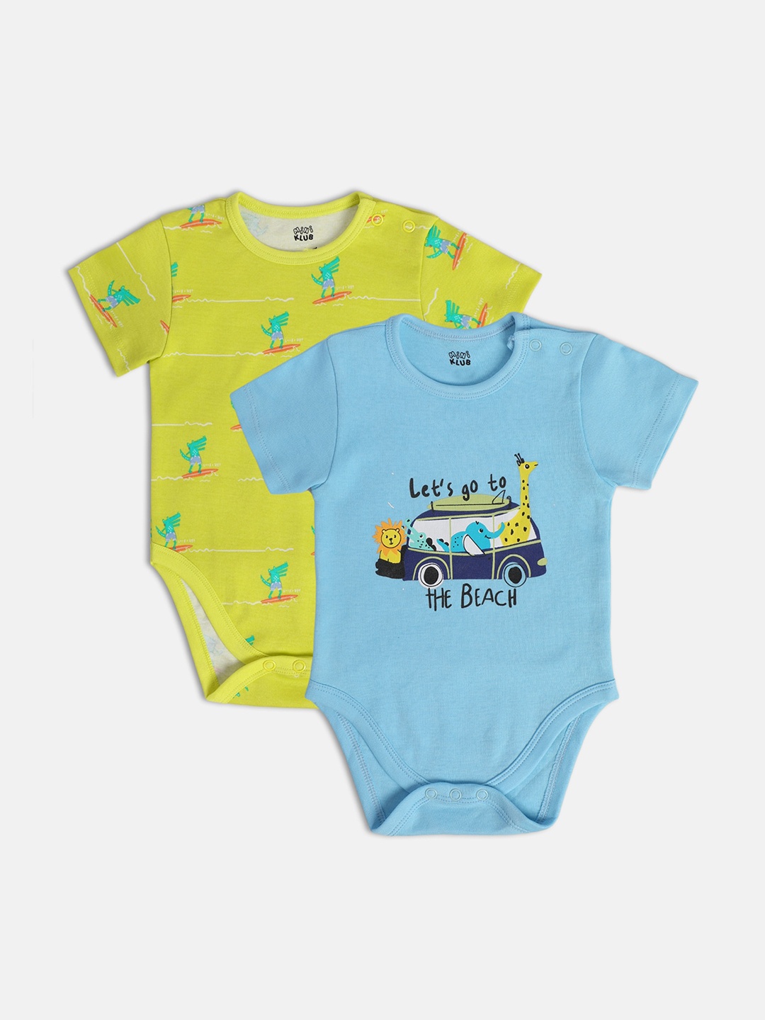

MINI KLUB Infants Pack Of 2 Printed Cotton Bodysuits, Blue