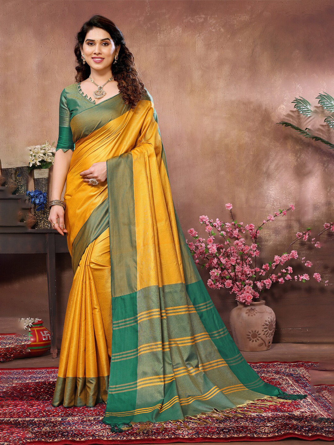 

vj fashion Saree, Yellow