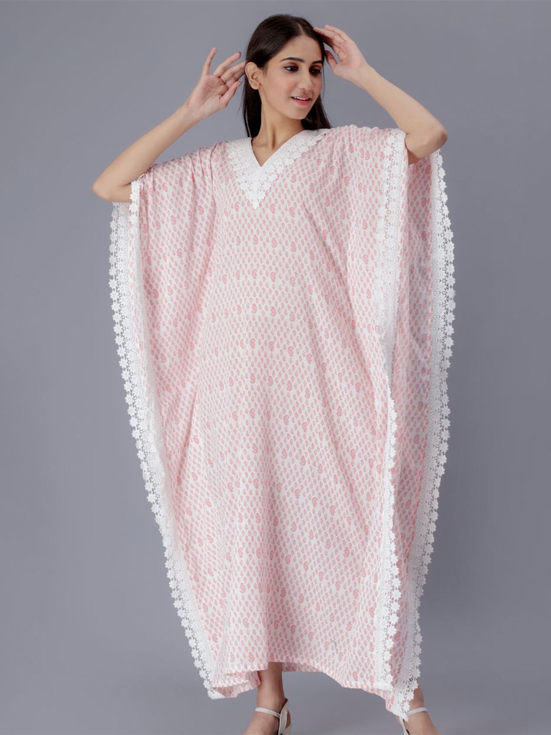 

BAESD Lace Detail Kaftan Maxi Dress, White